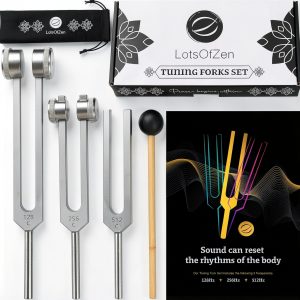 SonicWell TF2 Silver Aluminum Tuning Fork Set 3-Fork Healing Kit-0