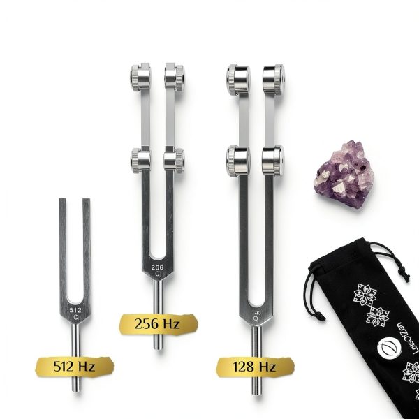 SonicWell TF2 Silver Aluminum Tuning Fork Set 3-Fork Healing Kit-5